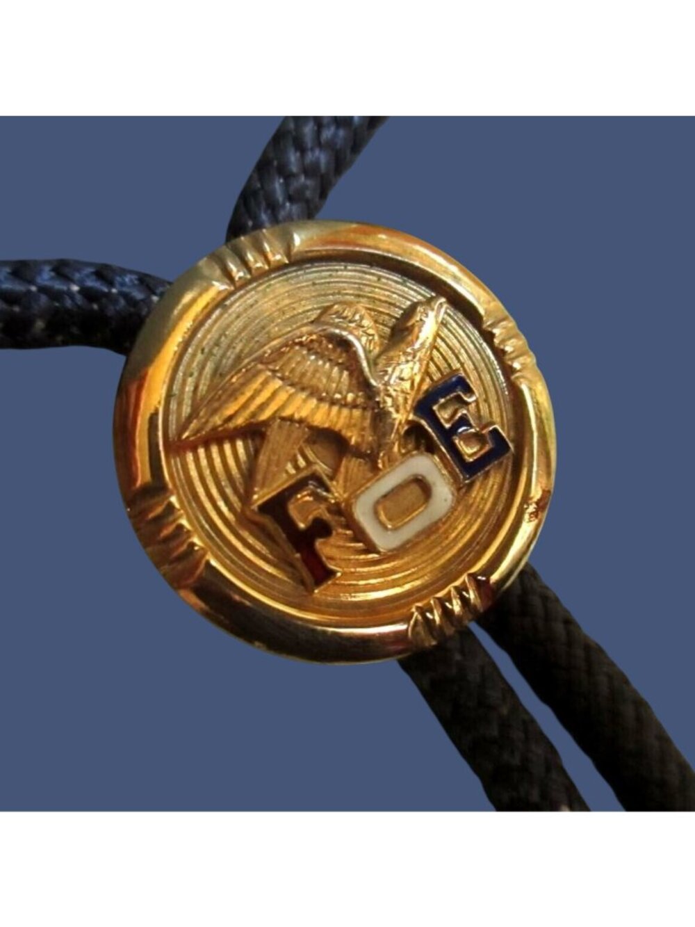 F.O.E. Fraternal Order Eagles Vintage 1970s Western Bolo Tie  Southwestern 34"